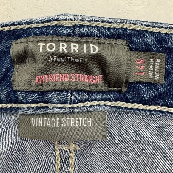 Torrid Boyfriend Straight Vintage Stretch Mid-Rise Jean Women +14R 2 In The Bush - Picture 5 of 9